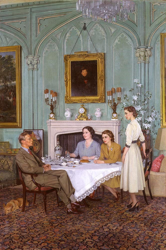 Sir James Gunn, Conversation Piece at the Royal Lodge, Windsor, 1950
