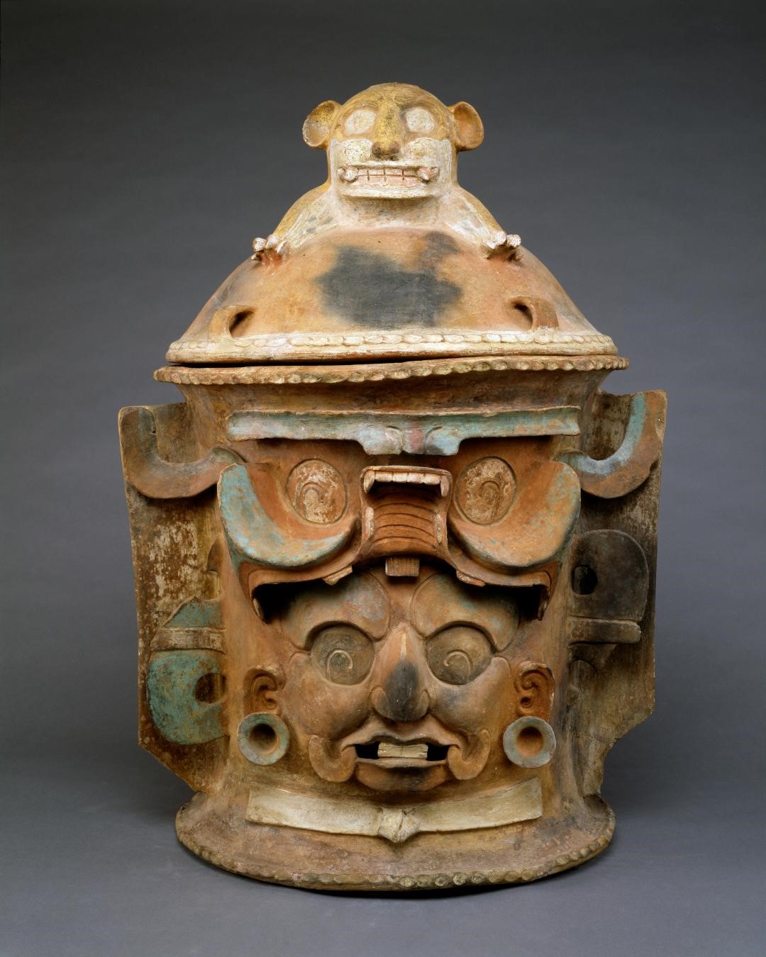 Maya, Funerary Urn with Jaguar Lid, 600–900 AD