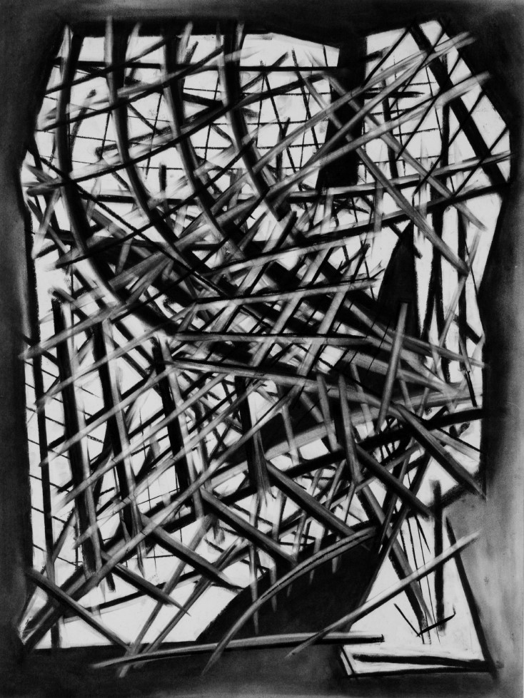 Andrew Groocock, Structural Drawing 2019, charcoal on paper. © Andrew Groocock
