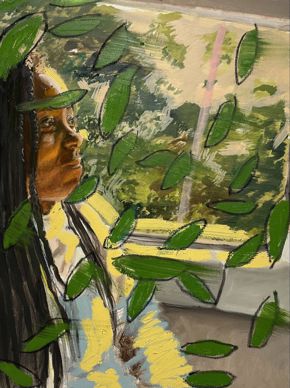 Alexis Pye, Window Seat, 2024, oil, oil stick, and oil pastel on canvas