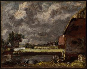Attributed to John Constable, A View on the Banks of the River Stour, 1815, oil on board, laid down on panel