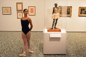 Ballet Academy blog - dancer with 14 year old dancer sculpture