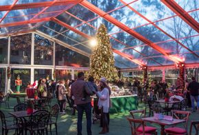 Bayou Bend Christmas Village - tent with tree