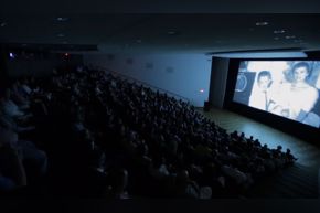 Brown Auditorium theater during a film
