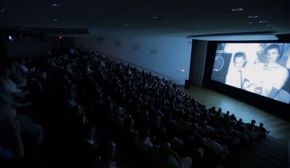 Brown Auditorium theater during a film