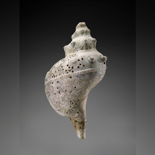 Celestial Conch Shell with Skulls