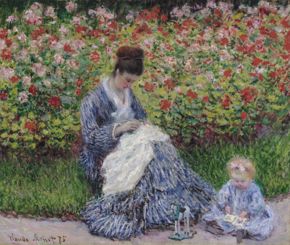 Claude Monet, Camille Monet and a Child in the Artist’s Garden in Argenteuil, 1875, oil on canvas