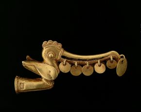 Colombia, Bird Finial with Beak Ornaments, 200 BC–1000 AD, gold alloy