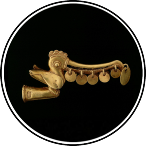 Colombia, Bird Finial with Beak Ornaments, 200 BC–1000 AD, gold alloy