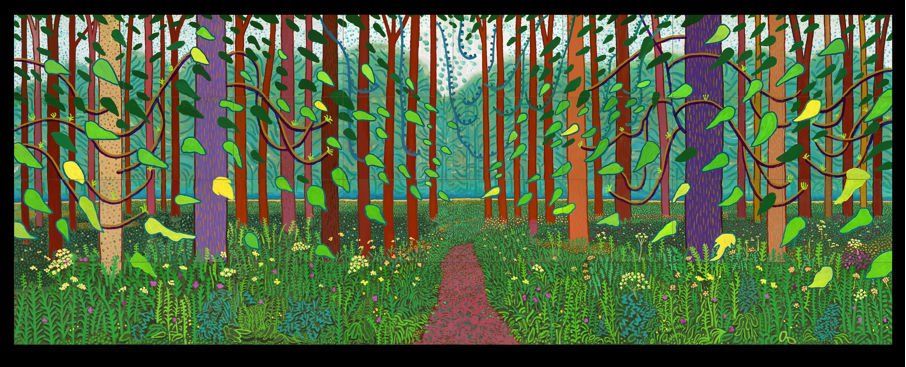 David Hockney, Arrival of Spring in Woldgate, East Yorkshire in 2011, oil on 32 canvases