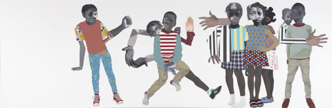 Deborah Roberts, Let Them Be Children, 2018, mixed media and collage on canvas