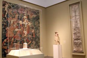 FOR MEDIEVAL GALLERY BLOG POST ONLY - Beck gallery with cross, tapestry, Rouen drawing