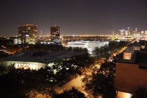 General campus plans at night