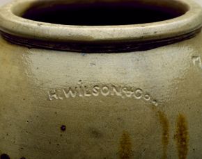 H. Wilson & Co., Seven-Gallon Jar (detail), c. 1869–84, salt-glazed stoneware