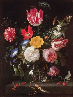 Heem- Still Life with Flowers on a Stone Ledge
