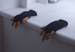 larí garcía, veve puppetry, 2022, velvet gloves and crawfish heads