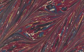Marbled endpaper in the “Antique Modern” pattern, bound in the book Art Journal Illustrated Catalogue: The Industry of All Nations 1851