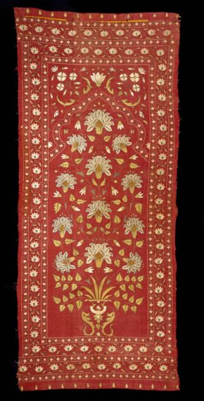 Indian, Tent panel, 18th century, quilted cotton; embroidered with silk threads