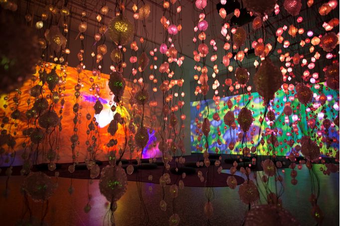 Pipilotti Rist, Storyhive photo / Pixel Forest, empty, orange and green