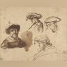 Rembrandt- Four Studies of Male Head