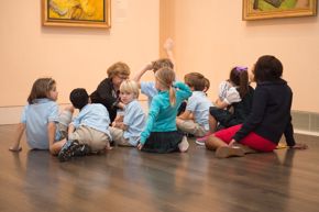 school tours - kids in a group in the galleries