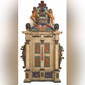 Torah Ark, 18th century, pinewood: carved and painted; fabric: embroidered with metallic thread