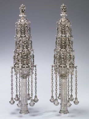 Torah Finials, early 18th century, silver: cast, repoussé, and engraved